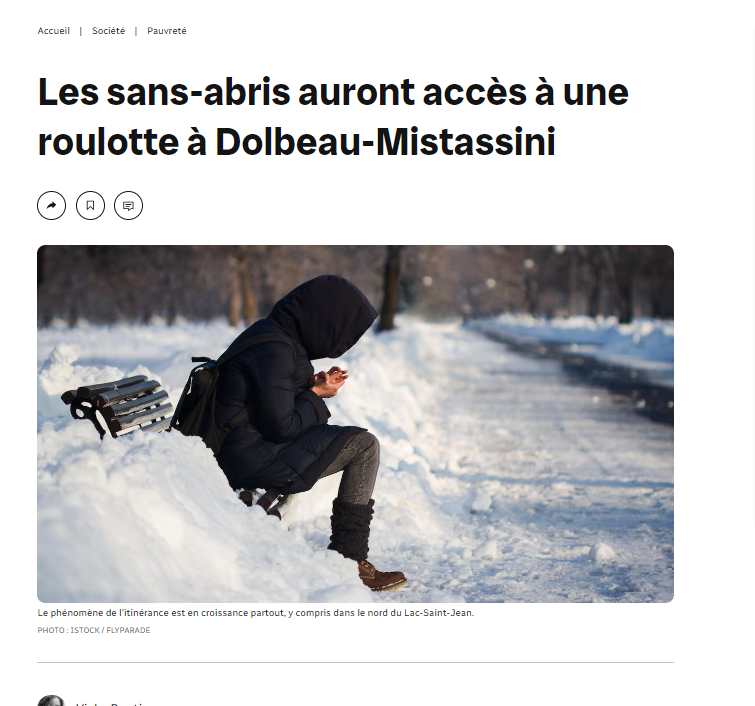 Revue de presse : Les sans-abris auront accès à une roulotte à Dolbeau-Mistassini - La Démarche